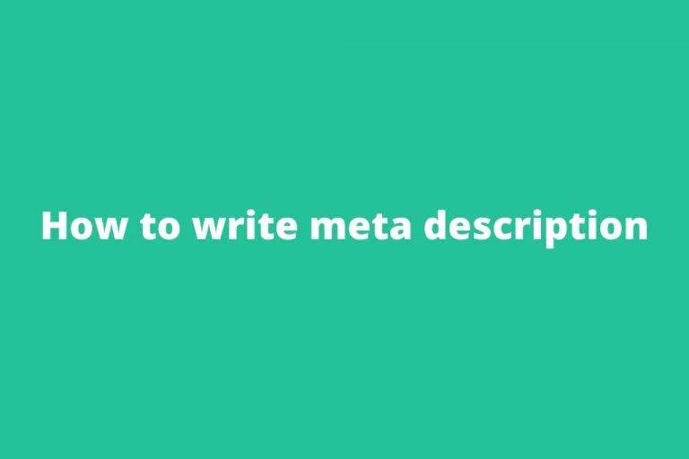 How to write meta description