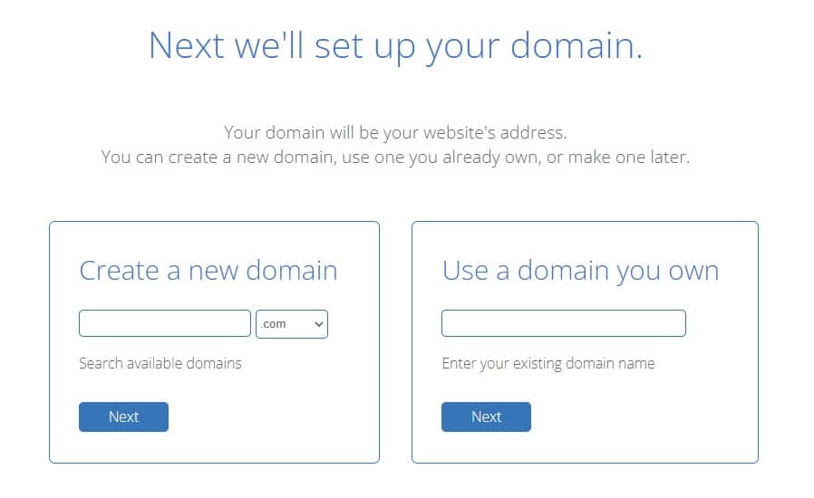Choose a free domain name from BlueHost