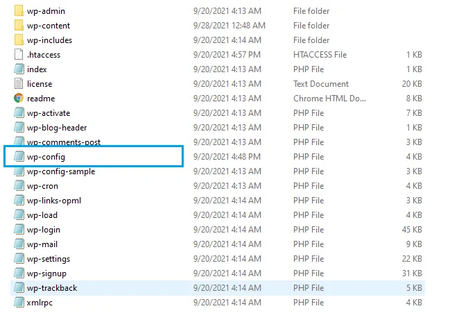 entering database details in the wp config file to install WordPress