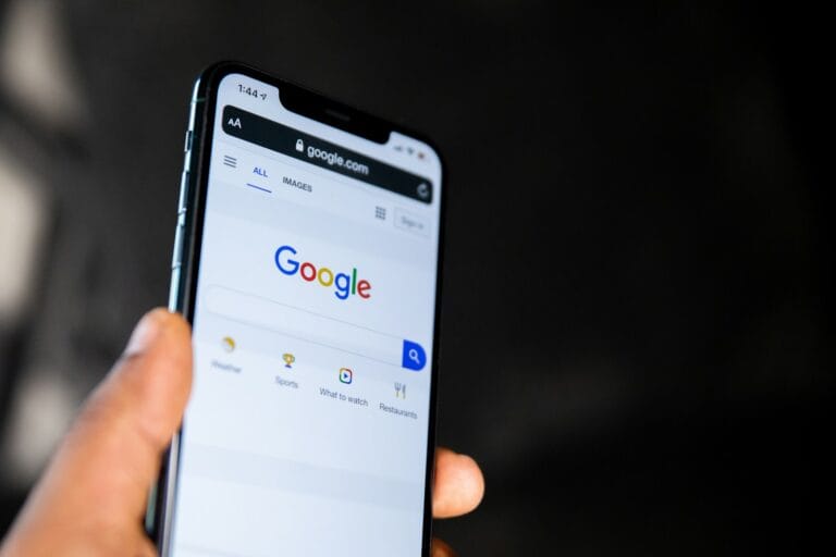 Google search homepage on a smartphone