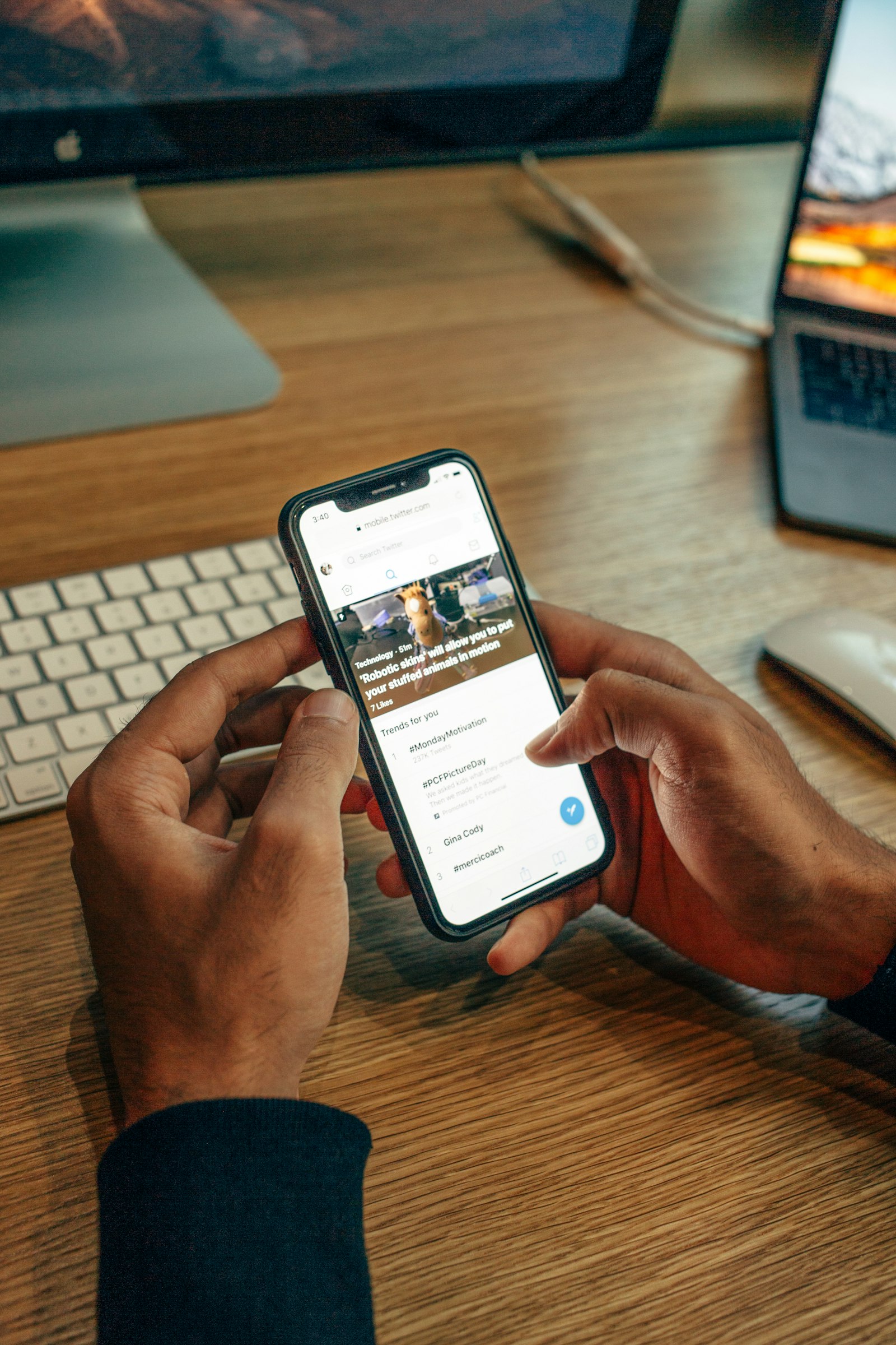 Person browsing a website on a smartphone